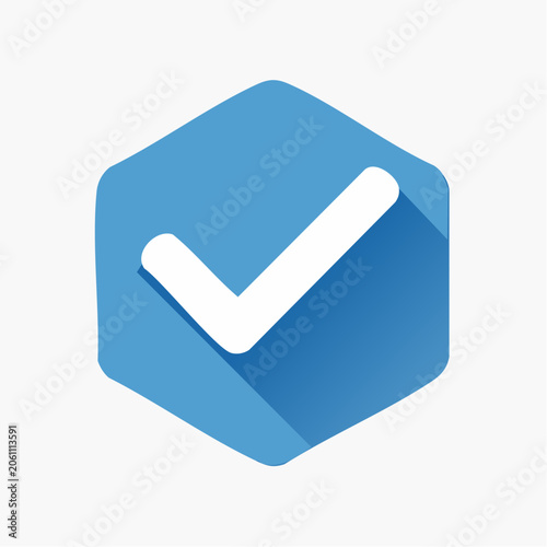 Blue Hexagon with White Check Mark Icon