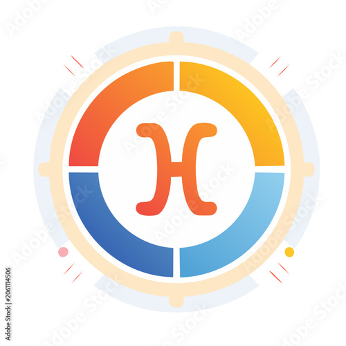Abstract symbol with gradient circle and H letter