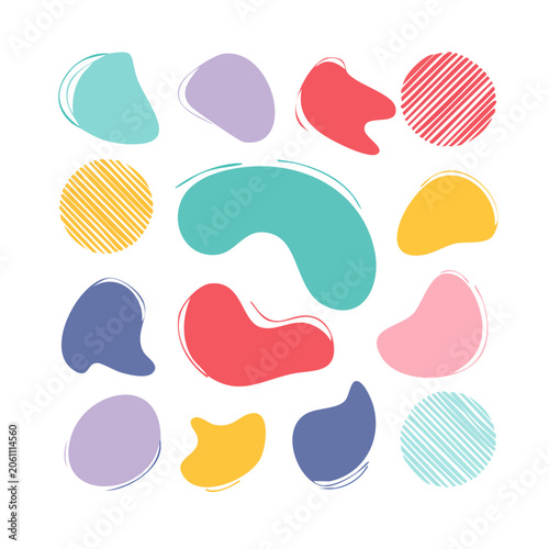Collection of colorful abstract organic shapes and circles