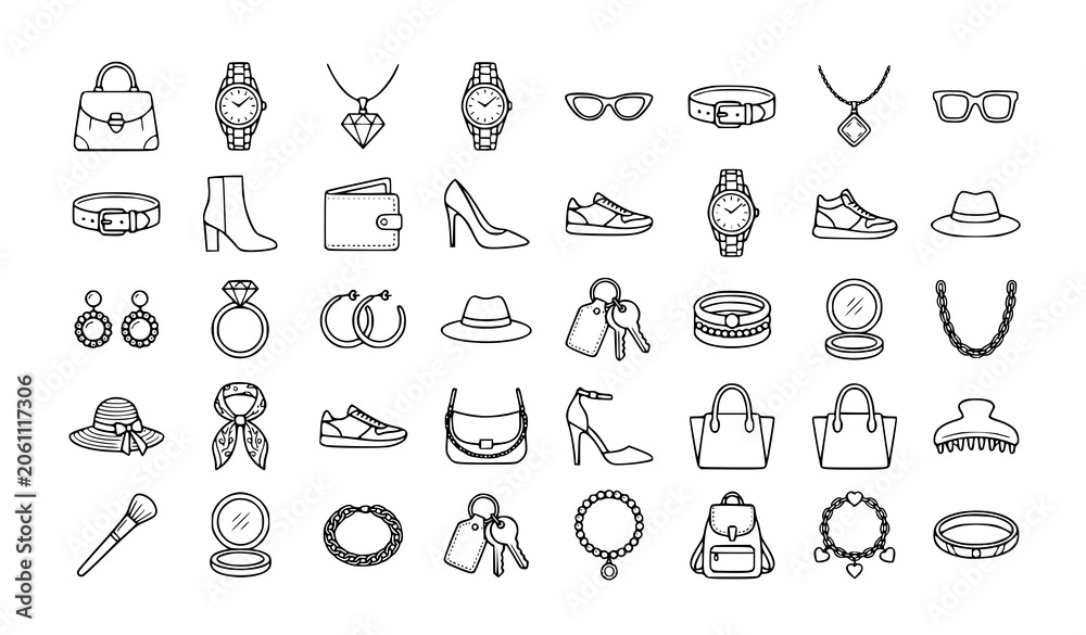 Fototapeta premium Young Lifestyle Outline Icons Set with Youth Activities People Relationships and Nature Symbolsyoung, youth, teenager, people, lifestyle, icon, outline, vector, set, collection, baby, kangaroo, bicycl