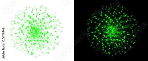 Foto Neon green dandelion puffball digital illustration, glowing floral sphere on bla