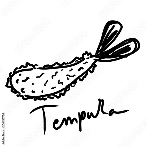 Hand Drawn Tempura Shrimp Food Doodle Illustration