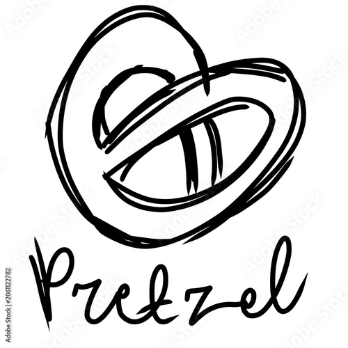 Hand Drawn Sketchy Pretzel Food Icon Doodle Illustration