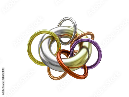 Interlocked colorful metal rings