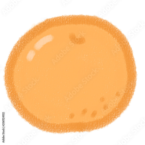 Hand Drawn Orange Fruit Icon in Soft Crayon Chalk Style