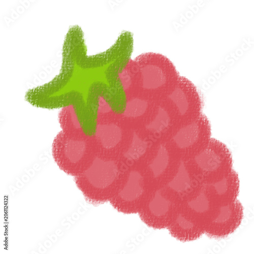 Hand Drawn Raspberry Fruit Icon with Chalk Crayon Texture