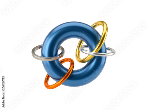 Blue torus with metal rings