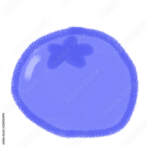 Hand Drawn Blueberry Icon with Crayon Chalk Texture Illustration