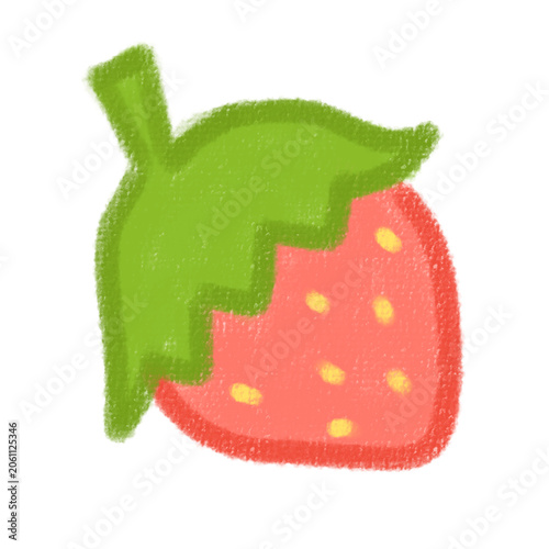 Hand Drawn Strawberry Fruit Icon in Crayon Chalk Texture Style