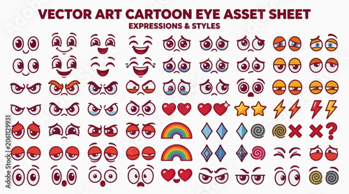 Professional Cartoon Eye Expressions Vector Illustration Graphic Resource Commercial Use