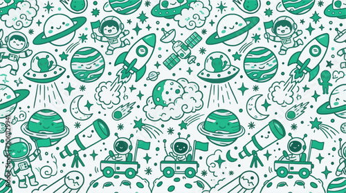 Seamless Space Doodle Pattern Vector Illustration for Commercial Use
