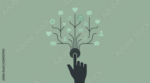Flat Minimalist Vector Illustration Digital Connection Concept Business Ready Stock Graphic