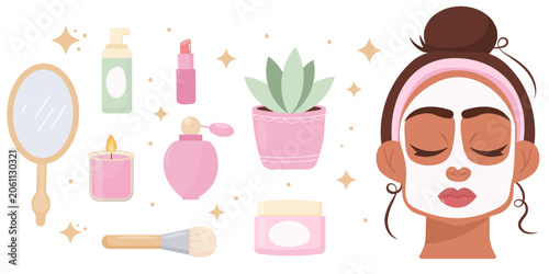 Beauty and Skincare Routine Elements Set