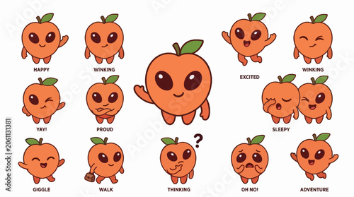 Obraz na płótnie Cute Peach Alien Characters Flat Vector Illustration Set For Commercial Use