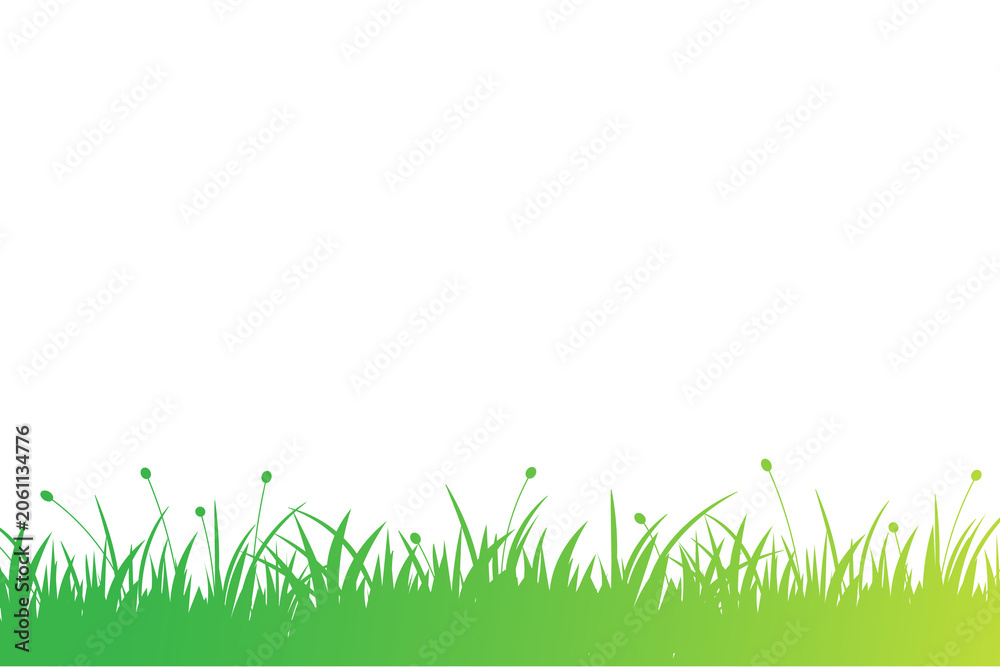 Fototapeta premium Green Grass Silhouette Border on transparent Background with Copy Space