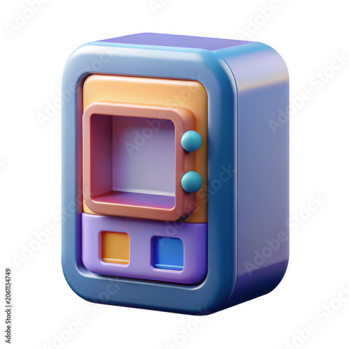 3D rendered safe icon with colorful compartments during studio lighting for security concepts Isolated on transparent background