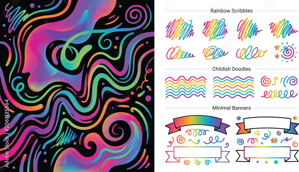 Obraz premium Colorful Abstract Swirls and Doodles Background with Hand Drawn Elements