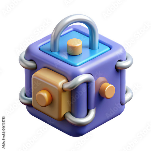 Abstract 3D cube with playful knobs and loops in soft lighting concept for innovation Isolated on transparent background