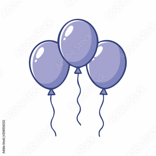 Three Purple Balloons with Strings