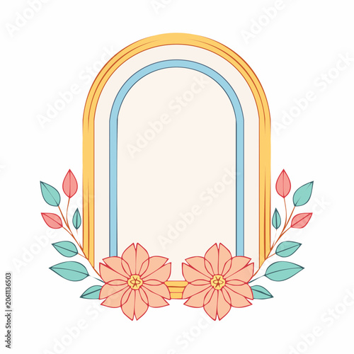 Archway Frame with Flowers and Leaves
