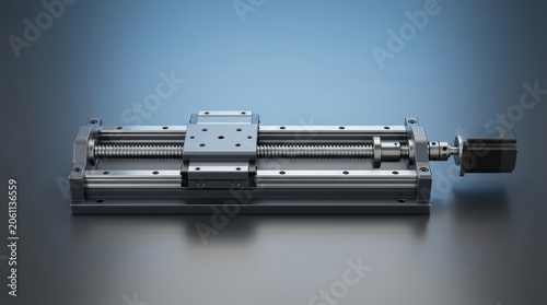 Industrial linear positioning system 3D render, precision motion control assembly, high accuracy linear guide platform, CNC positioning mechanism
