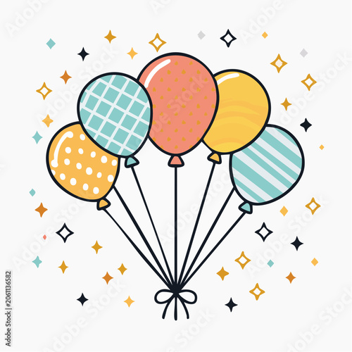 Colorful Balloons with Sparkles