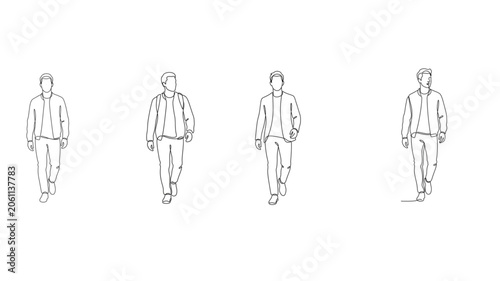 Fotografía Front View Walking Person Single Line Vector SVG Illustration