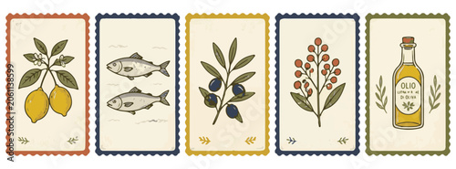 Fotografie Sicilian Lemon Wall Art Collection in Minimal Cross Stitch Style