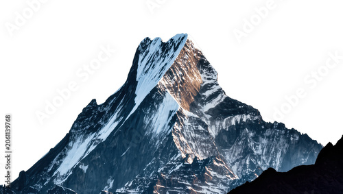Canvastavla Jagged snow-capped mountain peak with rocky slopes, isolated on transparent back