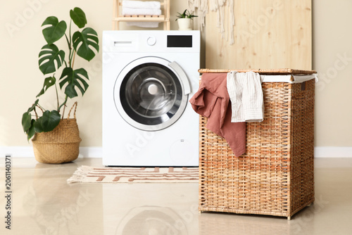 Basket with dirty clothes, ...