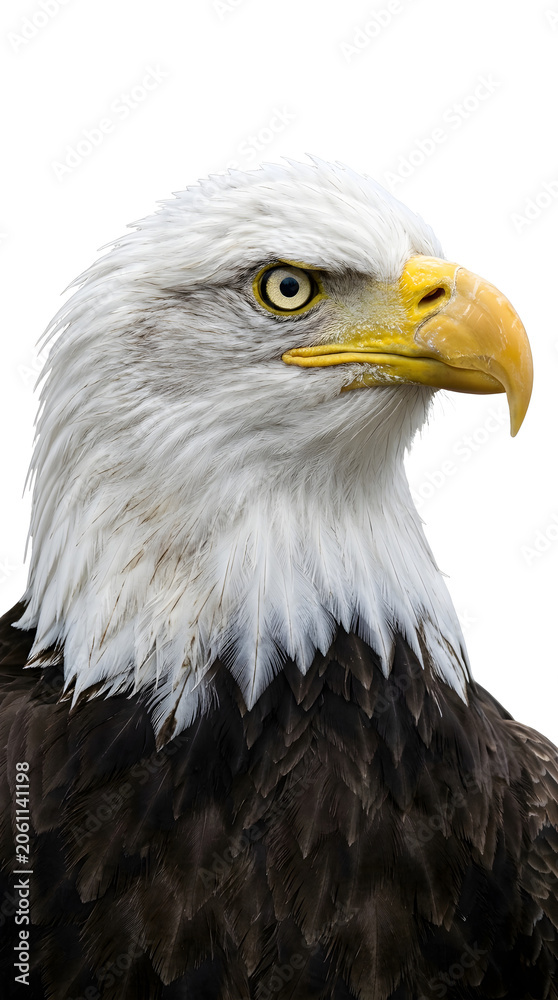 Obraz premium Detailed Bald Eagle Portrait Illustration with Feathers and Beak in Natural Style