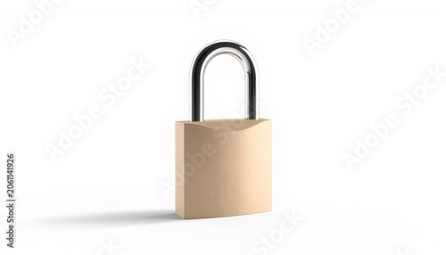 Close-Up Silver and Beige Padlock Isolated on White Background V4