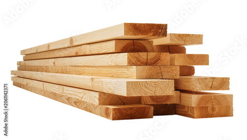 Stack of rough cut lumber planks with visible wood grain and rings