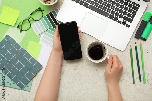 Female graphic designer wit...