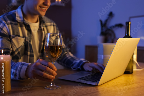 Young man having online dat...