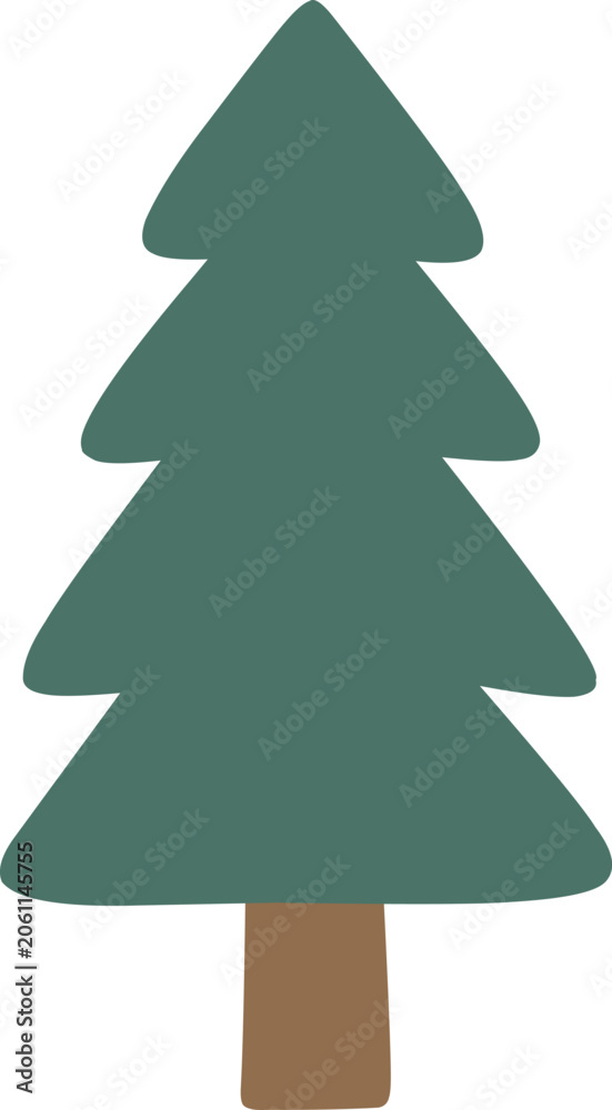 Fototapeta premium Simple Fir Tree Woodland Cartoon Vector Illustration