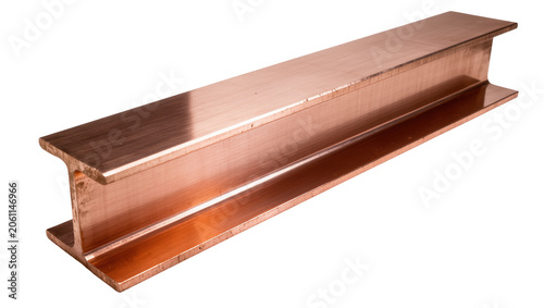 Photos Shiny copper I-beam structural element, isolated on transparent background