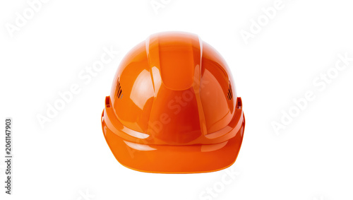 фотографія Shiny orange construction hard hat, safety equipment isolated on transparent bac
