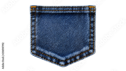 Canvas Print Blue denim jeans back pocket with orange stitching