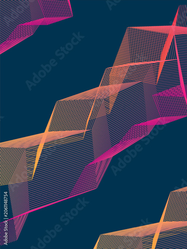 Wave background. Grid. An array with dynamic Big data. Gradient colour. 3D grid surface. Grid surface. Dynamic particle flow.