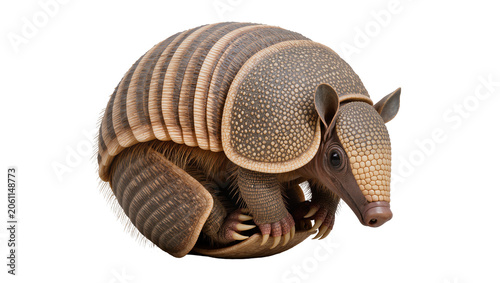 Foto Armadillo curled up with armored shell and fur