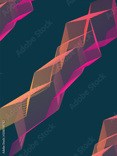 Wave background. Grid. An array with dynamic Big data. Gradient colour. 3D grid surface. Grid surface. Dynamic particle flow.