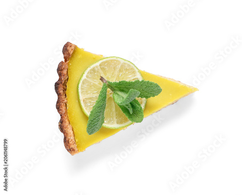 Piece of tasty lime tart wi...