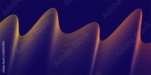 Wave background. Grid. An array with dynamic Big data. Gradient colour. 3D grid surface. Grid surface. Dynamic particle flow.