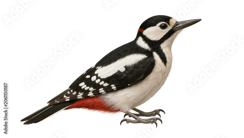 Εκτύπωση καμβά Great Spotted Woodpecker bird with red underbelly and black and white plumage