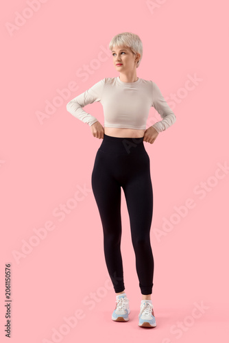 Young woman with short hair...