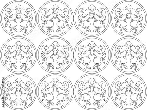 Εκτύπωση καμβά High fidelity seamless vector drawings showing intricate continuous line work la