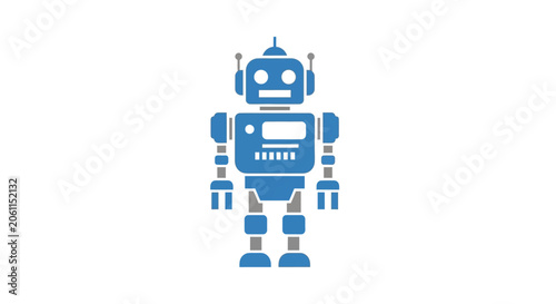 Foto Robot Silhouette On White Background Simplified Two tone Illustration