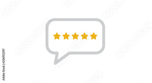 Photos Five star rating icon in speech bubble flat vector illustration