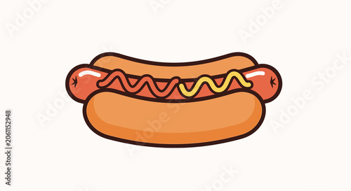 фотографія Hot Dog With Mustard Illustration On White Background
